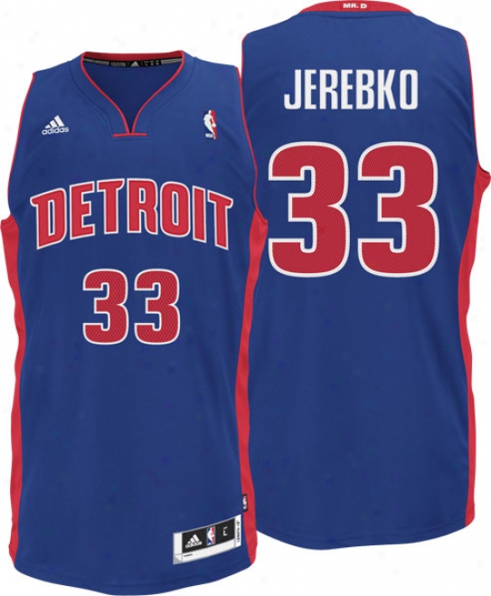 Jonas Jerebko Blue Adidas Revolution 30 Swiingman #33 Detroir Pistons Jersey