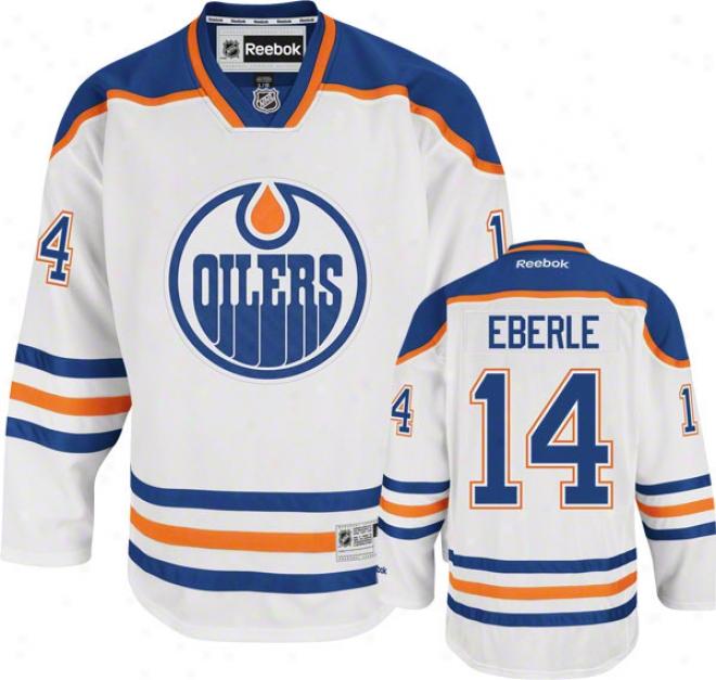 Jordan Eberle Jersey: Reebok White #14 Edmonton Oilers Premier Jersey