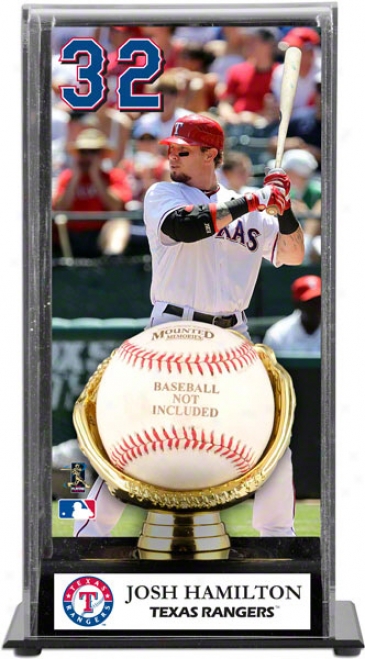 Josh Hamilton Gold Glove Baseball Display Casr  Details: Texas Rangers