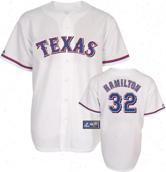 Josh Hamilton Jersey: Adult Majestic Home White Replica #32 Texas Ranvers Jersey