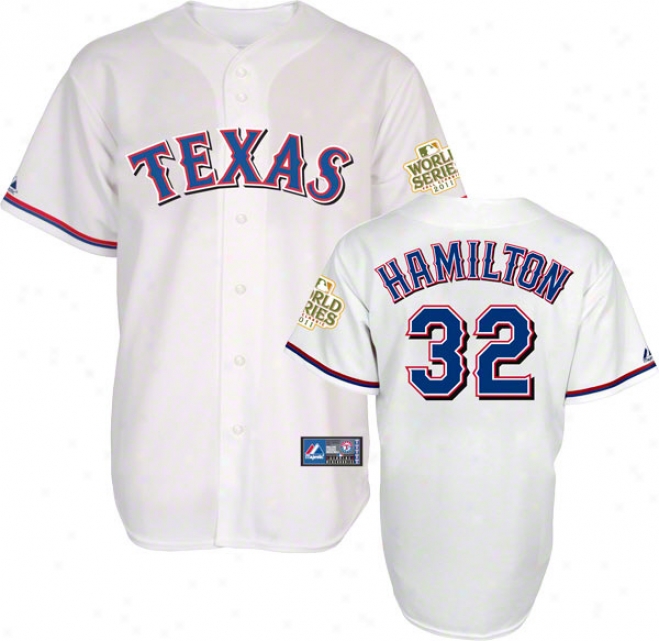 Josh Hamilton Jersey:: Texas Rangers #32 Home White Replica Jersey With 2011 World Succession Participant Tract