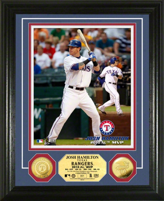 Josh Hamilto Photo Mint: Texas Rangers 2010 A.l Mvp 24k Gold Coin Photo Mint