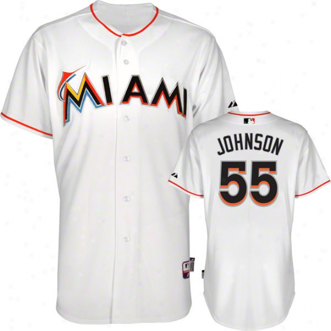 Josh Johnson Jersey: Miami Marlins #55 Home White Authentic CooiB ase␞ Jersey