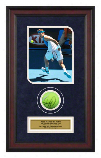 Juan Martin Del Potro 2009 Australian Open Framed Autographed Twnnos Missile  With Photo