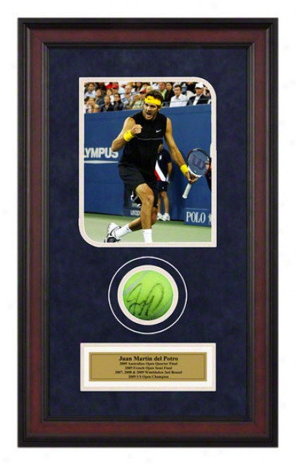 Juan Martin Del Potro 2009 Us Open Framed Ahtographed Tennis Ball With Photo