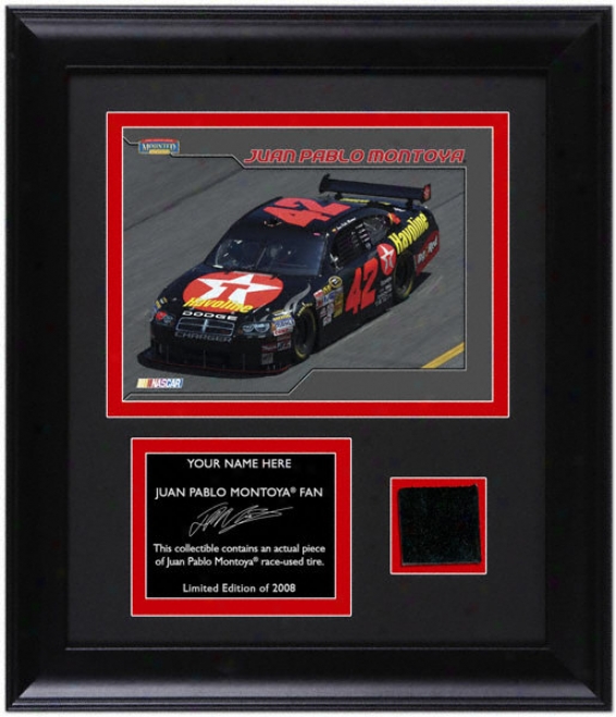 Juan Pablo Montoya Framed 6x8 Photograph With Race Tire And Personalized Nameplate