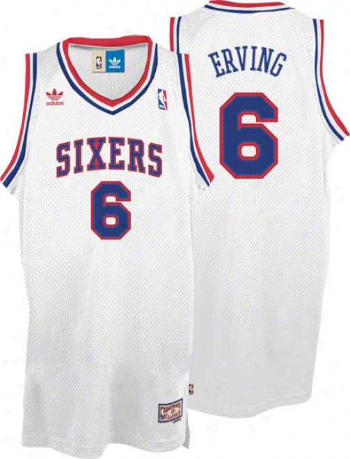 Julius Erving Jerqey: Adidas Pale Throwback Swingman #6 Philadelphia 76ers Jersey