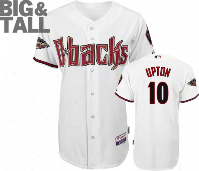Justin Upton Jersey: Arizona Diamondbacks #10 Big & Tall Home White Authentic Cool Base␞ On-field Jersey With 2011 All-star Game Patch