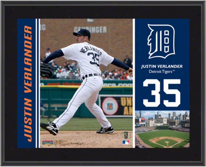 Justin Verlander Plaque  Details: Detroit Tigers, Sublimated, 10x13, Mlb Plaque