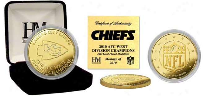 Kansas City Chiefs 2010 Afc West Division Champions 24kt Gold Coin