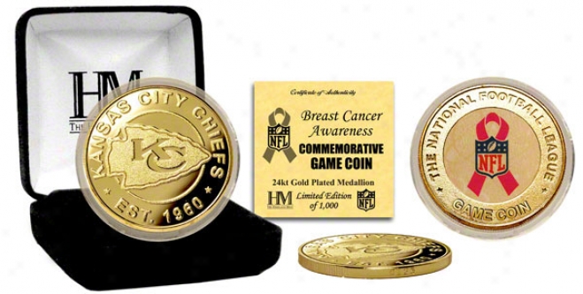 Kansas City Chiefs Breast Cancer Awareness 24kt Gold Game Coin