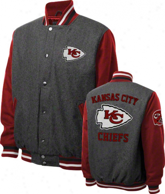 Kansas City Chiefs Grey Wool Varssity Javket