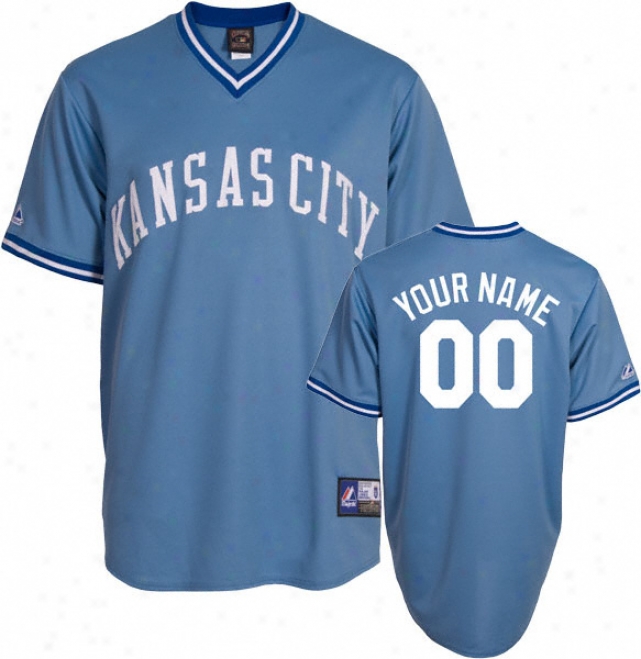 Kansas City Royals Cooperstown Columbia Blue -personalized Witu Your Name- Replica Jersey