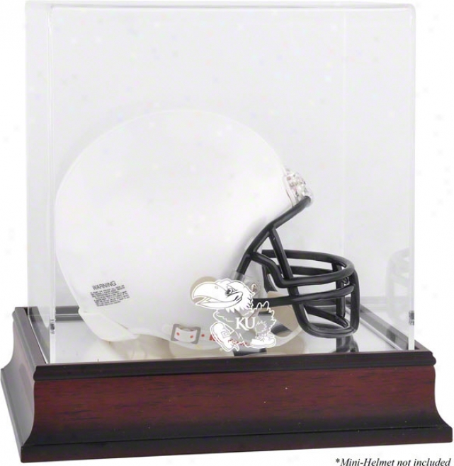 Kansas Jayhawks Mahogany Team Logo Mini Helmet Display Case