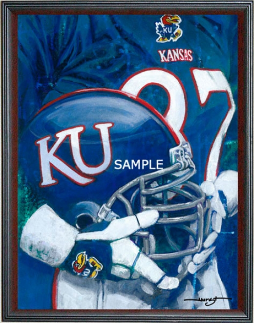 Kansas Jayhawks - &quotu Of K Helmet Series&quot - Large - Framed Giclee