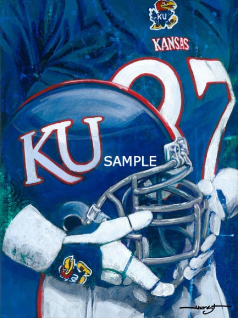 Kansas Jayhawks - &quotu Of K Helmet Series&quot - Large - Unframed Giclee