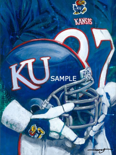 Kansas Jayhawks - &quotu Of K Helmet Series&quot - Oversized - Unframed Giclee