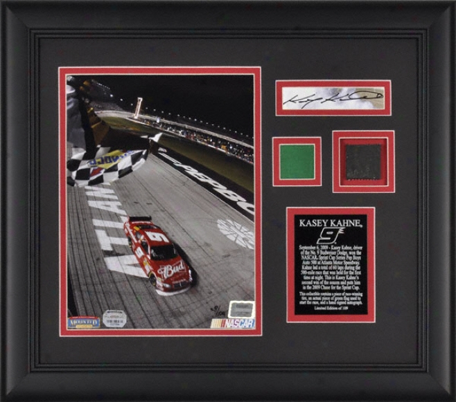 Kasey Kahne - 200 9Pep Boys Auto 500 - Framed 8x10 Photograph With Green Flag & Race Attractive Tire Le Of 109