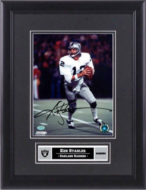 Ken Stabler Oakland Raiders Framed Autographed 8x10 Pbotograph