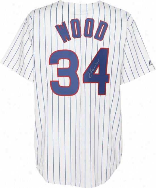 Kerry Wood Chicago Cubs Autographed Repilca Pinstripe Jersey