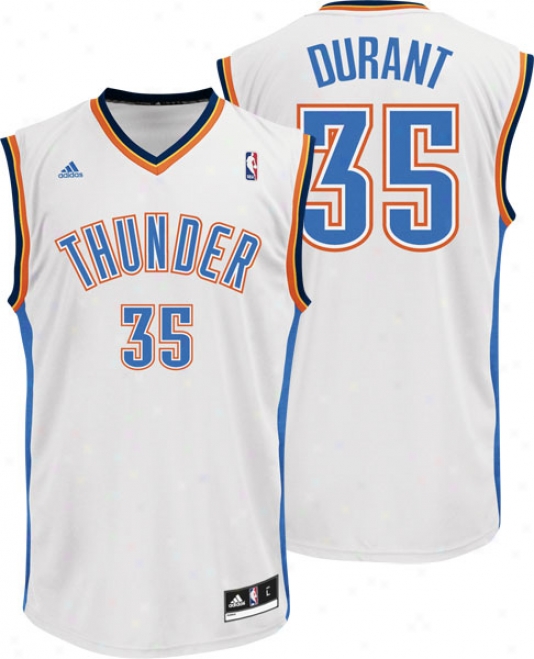 Kevin Durant Jersey: Adidas Revo1ution 30 White Replica #35 Oklahoma City Thunder Jersey