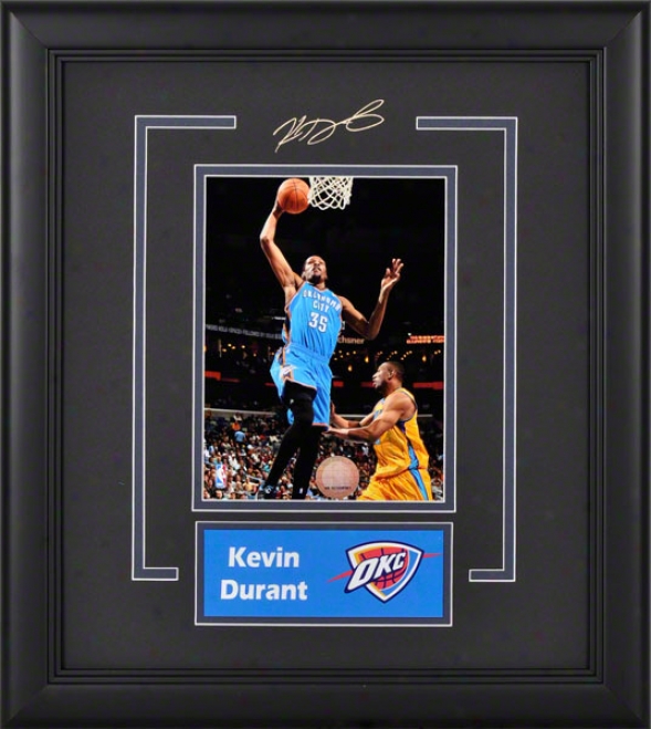 Kevin Durant Oklahoma City Thunder Framed 6d8 Photograph With Facsimile Signatire And Plae