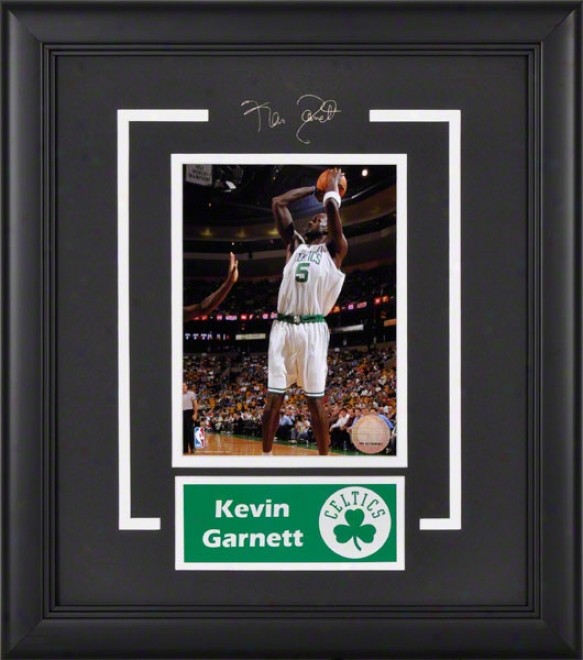 Kevin Garnett Boston Celtics Framed 6x8 Photograph Upon Facsimile Signature And Plate