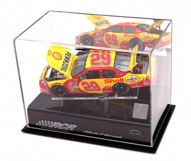 Kevin Harvick 1/24th Die Cast Display Case With Platform And Race Used Metal