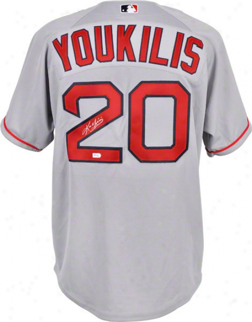 Kevin Youkilis Autographed Jersey  Details: Boston Red Sox, Grey, Russell Authentic Jersey