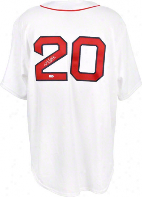 Kevin Youkilis Boston Red Sox Autographed hWite Majestic Replica Jersey