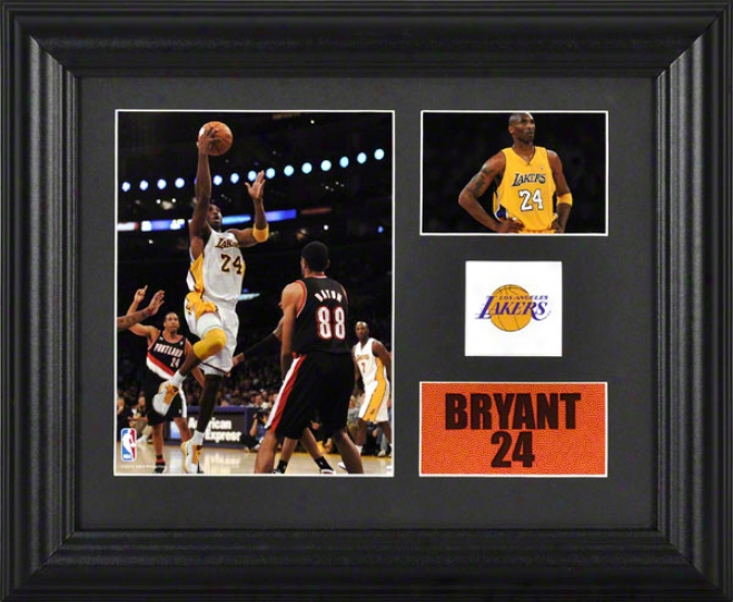 Kobe Bryant Framed 2- Photograph Collage  Detals: Los Angeles Lakers, Team Logo