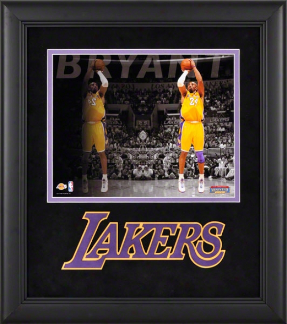 Kobe Bryant Framed Photograph  Details: 8x10, Reflections, Los Angeles Lakers Team Logo