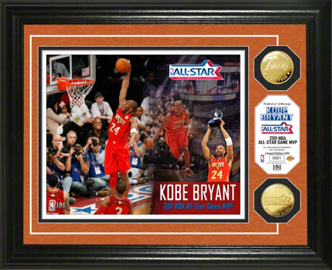 Kobe Bryant Los Angeles Lakers 2011 All-star Game Mvp 24kt Gold Coin Photo Mint