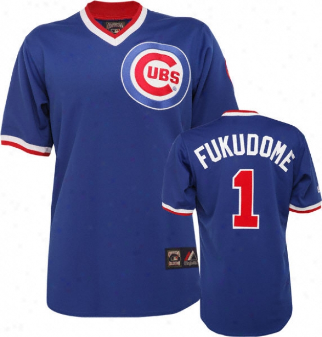 Kosuke Fukudome Blue Majestic Cooperstown Replica Chicago Cubs Jersey