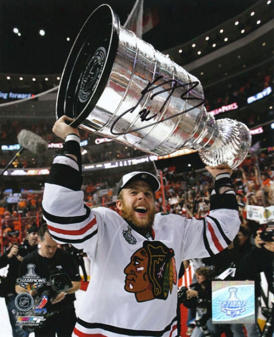 Kris Versteeg Chicago Blackhawks - Holding The Stanley Cup - Autographed 8x10 Photograph