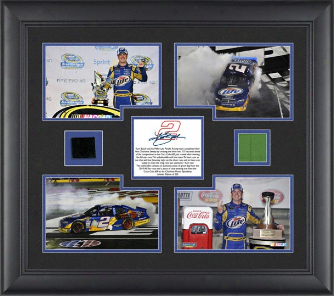 Kurr Busch - 2010 Charlotte Sweep - Framed 4x5 Photographs With Race Used Tire And Flag - Limited Edition Of 202