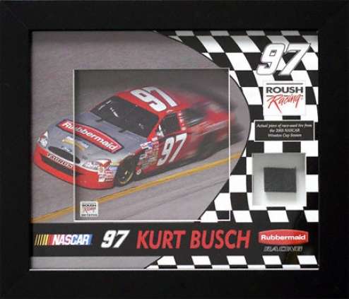 Kurt Busch Framed Photo With Race Used Tire