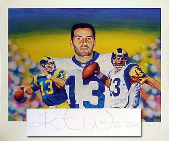 Kurt Warner St. Louis Rams Signed Lithograph With Sb Mvp Inscription Le Of 113