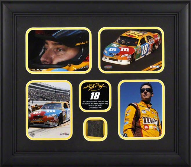 Kyle Busch Framed 4-photograph Collage  Details: 2011 With Race Used Tire