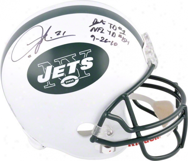 Ladainian Tomlinson Autographed Helmet  Details: New York Jets, 2 Inscriptions, Riddell Replica Helmet