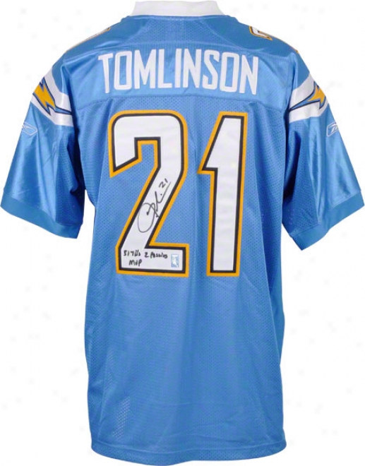 Ladainian Tomlinson San Diego Chargers Autographed Authentic Jersey With 31 Tds, 2 Passing And Mvp Inscriptions