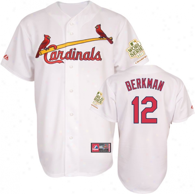 Lance Berkman Jersey: Big & Tall St. Louis Cardinals #12 Home White Replica Jersey With 2011 World Series Champions Patch