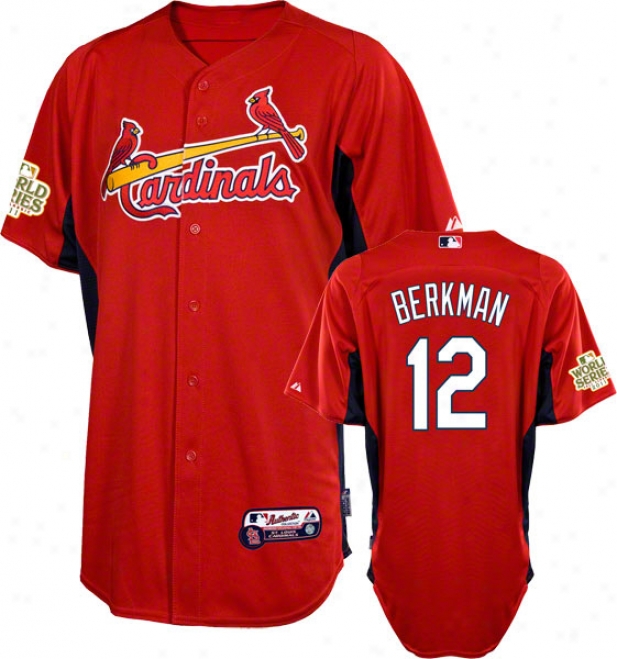 Lance Berkman Jersey: St. Louis Cardinals #12 Scarlet Authentoc Cool Base␞ On-field Batting Practuce Jersey With 2011 World Succession Participant Patch