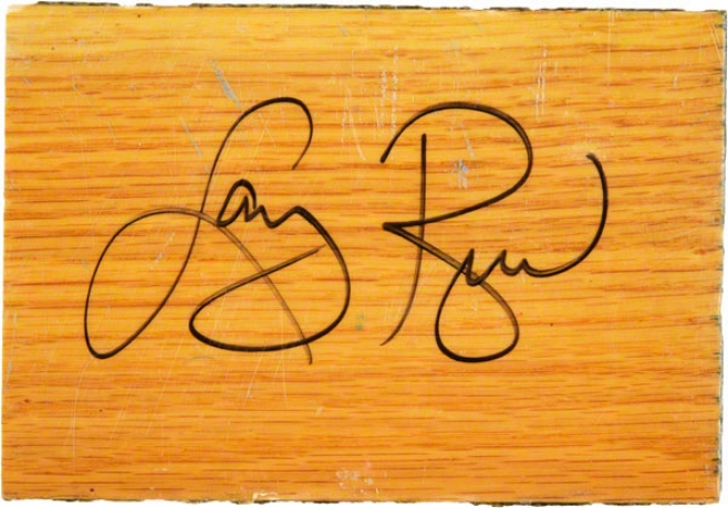 Larry Bird Boston Celtics Autographed Garden 4x6 Blonde Parquet Floor Unite Piece