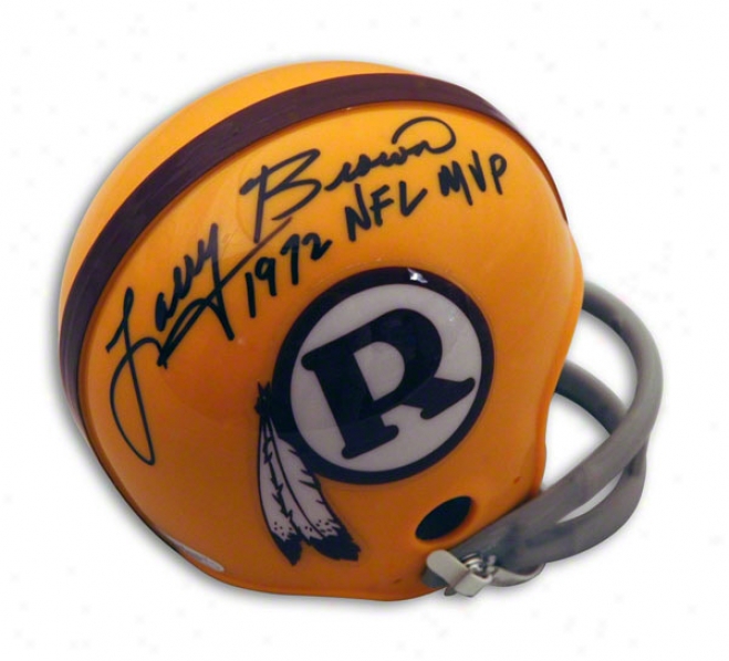 Larry Brown Washington Redskins Autographed Mini Helmet Inscribed 1972 Nfl Mvp