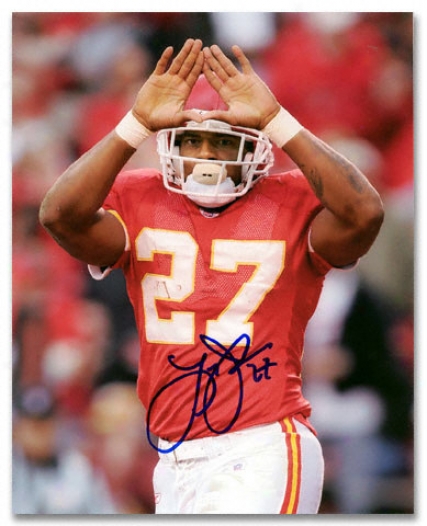 Larry Johnson Kansas City Chiefs - Rock Sign - Autographed 8x10 Photograph