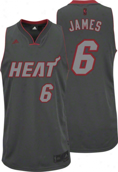 Lebron James Adidas Graystone Miami Heat Swingman Jersey