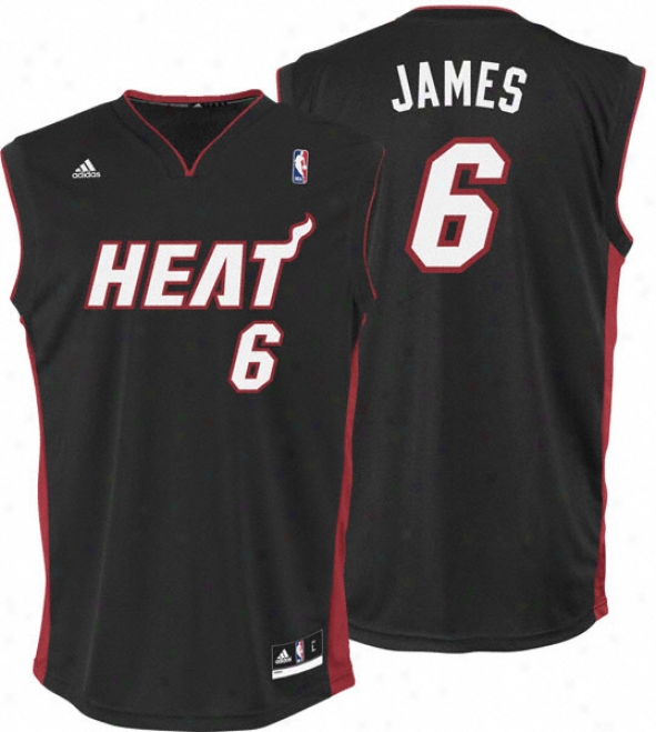 Lebron James Jersey: Adidas Revolution 30 Black Replica #6 Miami Heat Jersey