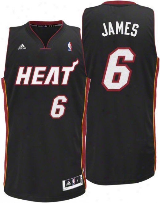 Lebron James Jersey: Adidas Revolution 30 Black Swingman #6 Miami Heat Jersey