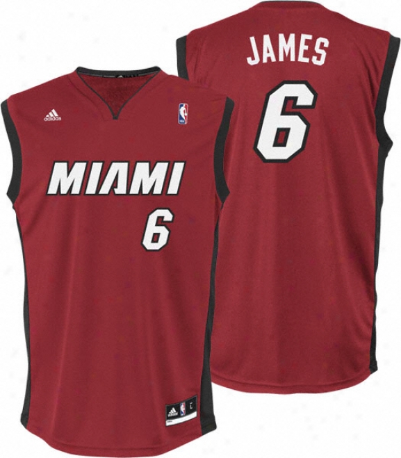 Lebron James Jersey: Adidas Revolution 30 Red Replica #6 Miami Heat Jersey